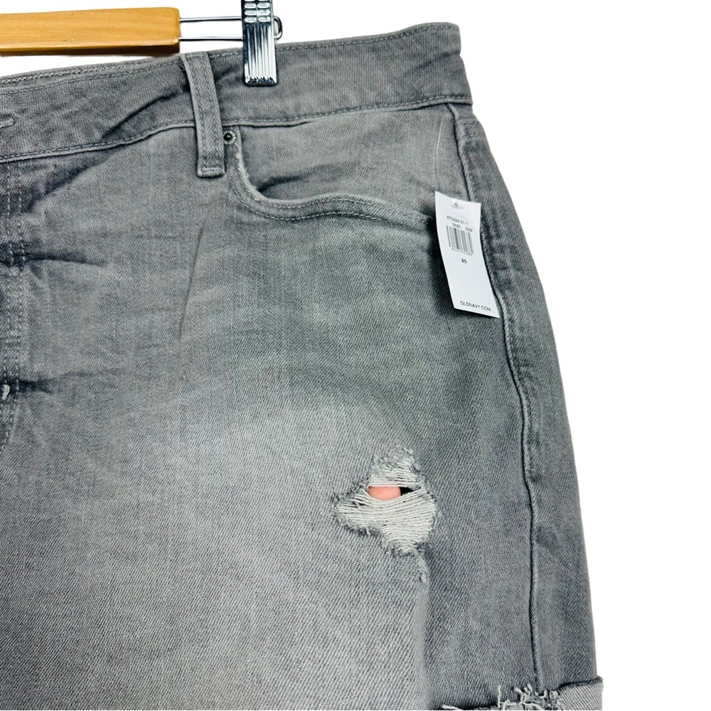Old Navy High Rise OG Straight Cut Off Distressed Rolled Hem Denim Jean Shorts - Picture 8 of 16